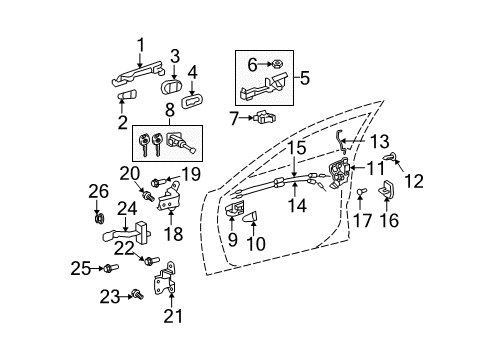 2009 Toyota Venza Front Door Handle, Outside Diagram for 692100T020B0