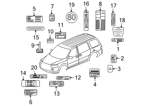 2005 Buick Terraza Information Labels Label-Jack Caution Diagram for 22722565