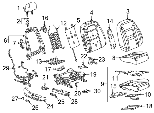 2022 Chevrolet Blazer Passenger Seat Components Seat Back Pad Diagram for 84573746