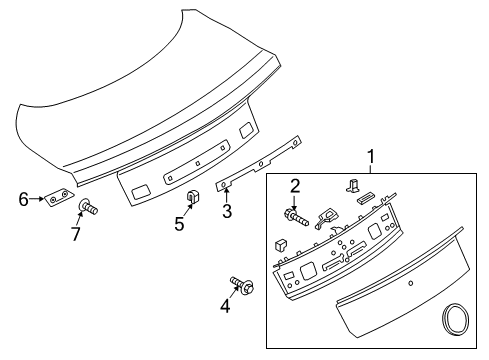 2016 Ford Mustang Exterior Trim - Trunk Lid Retainer Plate Diagram for FR3Z6329074B