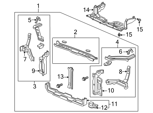 2005 Honda Civic Radiator Support Panel Set, Left Front Bulkhead Diagram for 04611S5TG02ZZ