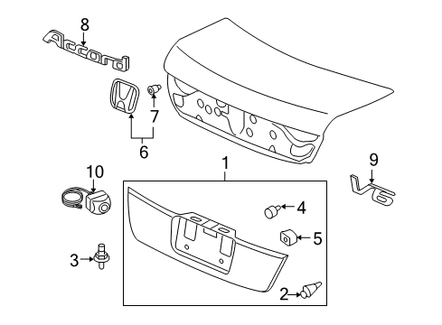 2008 Honda Accord Exterior Trim - Trunk Lid Garnish Assy., Trunk (Lower) *B536P* (ROYAL BLUE PEARL) Diagram for 74895TA5A01ZA