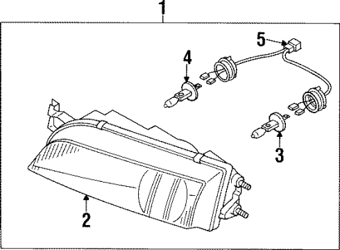 1997 Nissan 240SX Bulbs Passenger Side Headlamp Assembly Diagram for 2601081F25