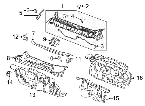 2022 Cadillac XT5 Cowl Insulator Diagram for 84633437