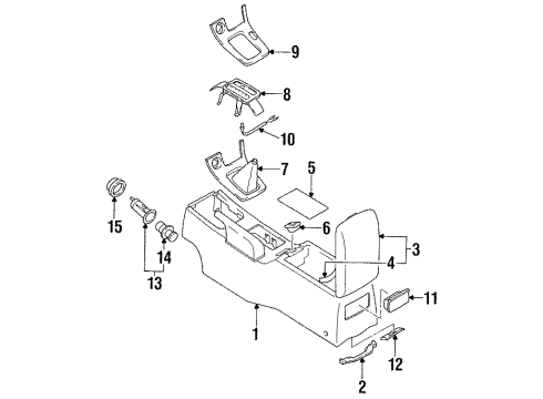 1995 Nissan Maxima Center Console Cup Holder Assembly-Grey Diagram for 6843040U01