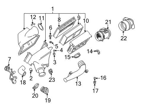 2002 BMW 530i Air Intake Intake Silencer Diagram for 13711440058
