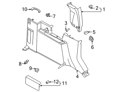 2021 Ford Bronco Interior Trim - Quarter Panels TRIM - LOAD COMPARTMENT Diagram for M2DZ7831013AA