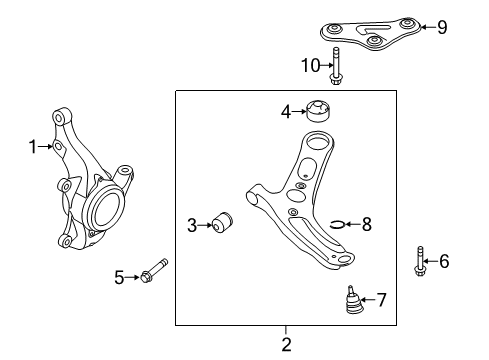 2018 Kia Forte Front Suspension Components, Lower Control Arm, Stabilizer Bar Stay LH Diagram for 624763Z000
