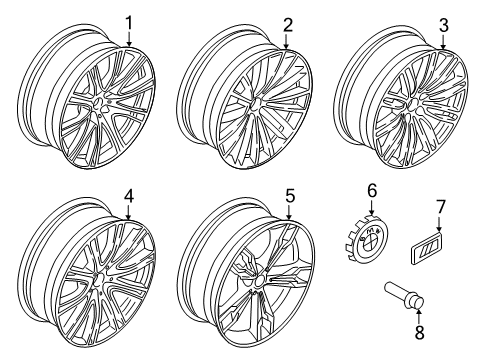 2018 BMW 540i Wheels & Trim DISK WHEEL, LIGHT ALLOY, IN Diagram for 36118089562