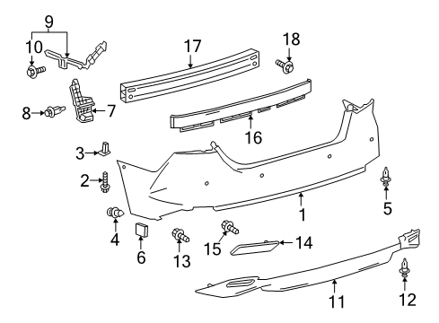2018 Toyota Camry Rear Bumper Bumper Cover Diagram for 521590X913