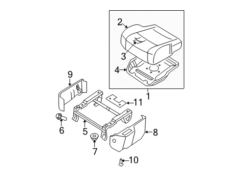 2008 Nissan Quest Front Seat Components Cushion Assy-Front Seat Diagram for 87350ZM20B