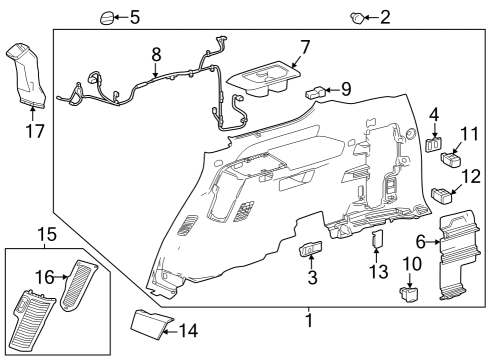 Interior Trim - Quarter Panels Hook Diagram for 642670C010C1
