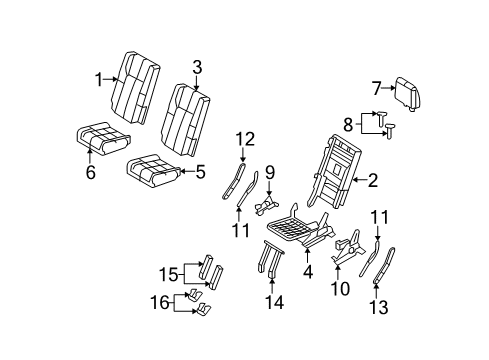2012 Ford Expedition Third Row Seats Seat Cushion Pad Diagram for 7L1Z7863840A