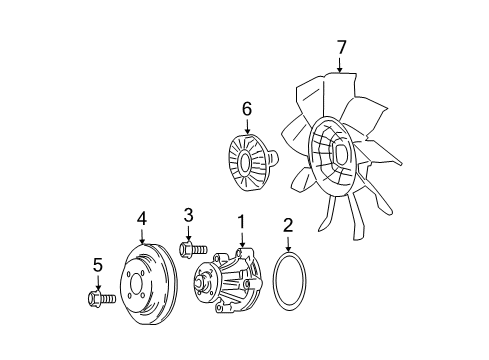 2004 Mercury Marauder Water Pump Pulley Diagram for 9W7Z8509A