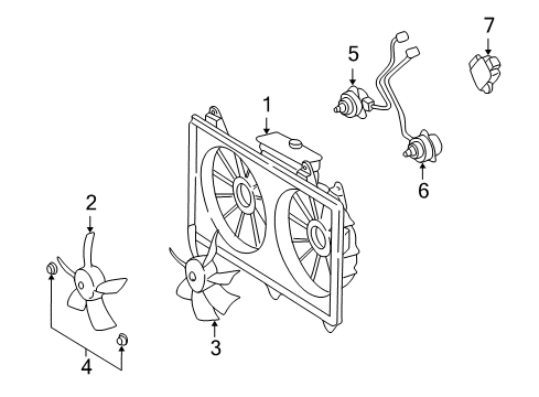 2003 Lexus LS430 Cooling System, Radiator, Water Pump, Cooling Fan Shroud, Fan Diagram for 1671150110