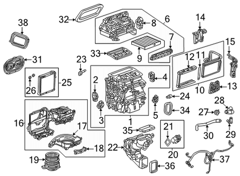 A/C Evaporator & Heater Components Drain Valve Diagram for 23352154