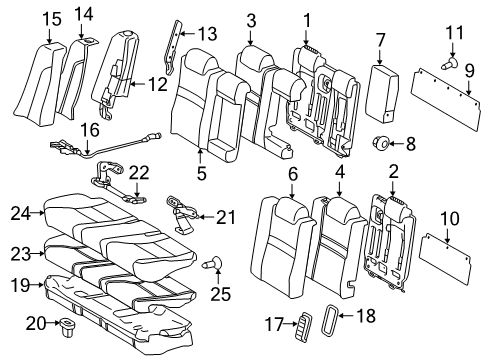 2017 Toyota Camry Rear Seat Components Seat Back Cover Diagram for 7107706E30A1