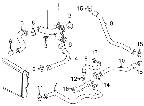 1998 BMW Z3 Hoses, Lines & Pipes Cooling System Vent Hose Diagram for 11151247903