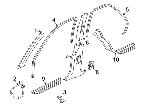 1996 Acura Integra Interior Trim - Pillars, Rocker & Floor Lining, Passenger Side Center Pillar (Lower) (Graphite Black) Diagram for 84121ST8000ZA