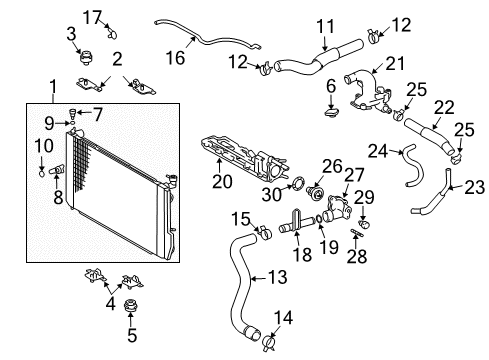 2006 Toyota Highlander Radiator & Components Thermostat Housing Stud Diagram for 9008011541