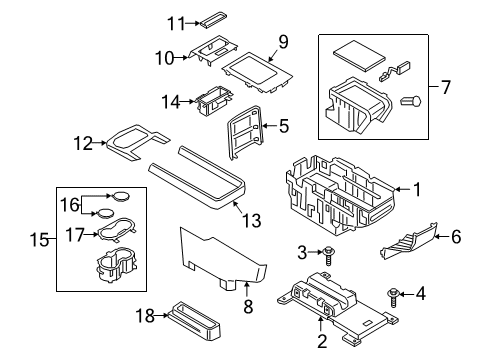 Front Console, Rear Console HOLDER - CUP Diagram for LC5Z7813562AA