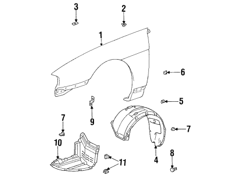 1995 Lexus SC400 Fender & Components GROMMET, Screw Diagram for 9018906005