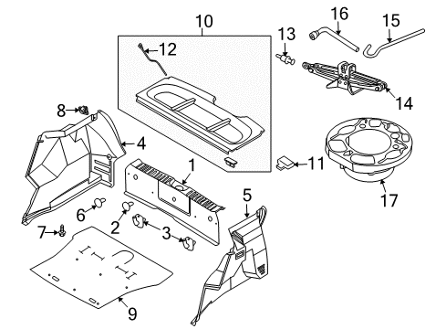 2011 Chevrolet Aveo5 Interior Trim - Rear Body Retainer, Cargo Box Cover Bow Diagram for 96320520