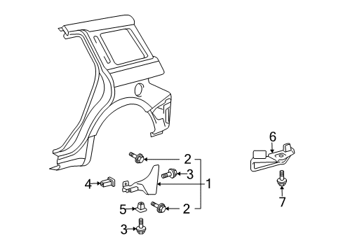2006 Scion xA Exterior Trim - Quarter Panel Stone Guard Diagram for 5874652020