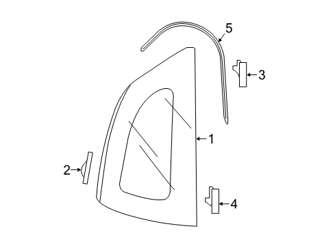 2020 Honda Fit Quarter Panel - Glass & Hardware Glass, L. Quarter (Coo)(Green)(Saint Gobain) Diagram for 73561T5R305