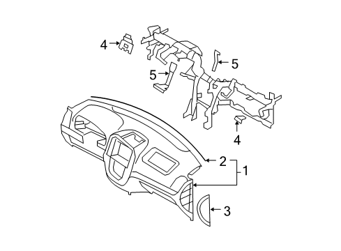 2008 Hyundai Santa Fe Cluster & Switches, Instrument Panel Cover Assembly-Crash Pad Side RH Diagram for 847662B000J4
