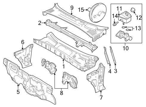 2000 Saturn LW2 Components On Dash Panel, Cowl Cylinder Asm, Brake Master Diagram for 22683095