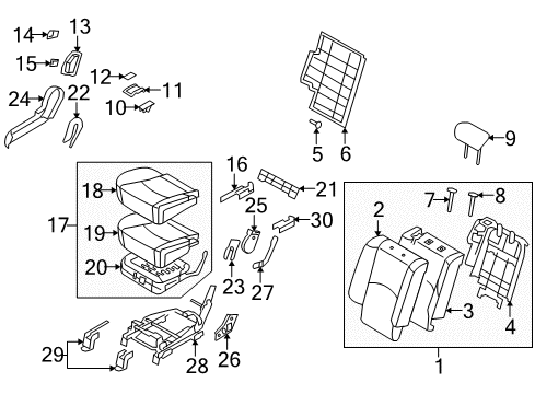 2009 Kia Borrego Second Row Seats Guide Assembly-Headrest Diagram for 883962J000H9