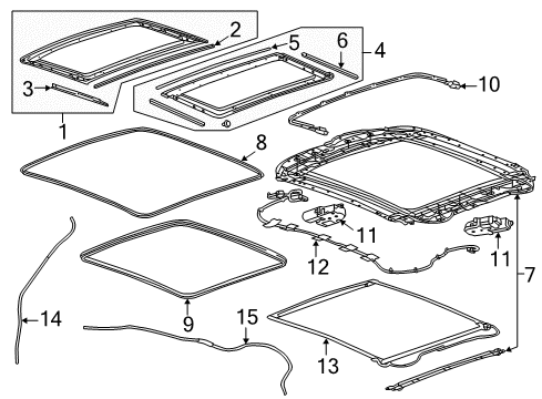 2015 Chevrolet Impala Sunroof Sunroof Frame Diagram for 84496043