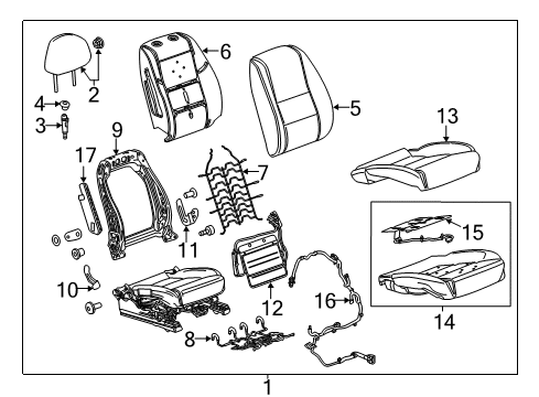 2019 Chevrolet Impala Passenger Seat Components Seat Cushion Pad Diagram for 23313739