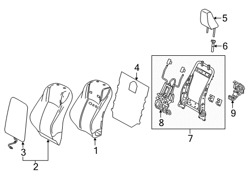 2017 Lexus NX200t Driver Seat Components Front Seat Back Cover Sub-Assembly, Left (For Separate Type) Diagram for 7107478070A3
