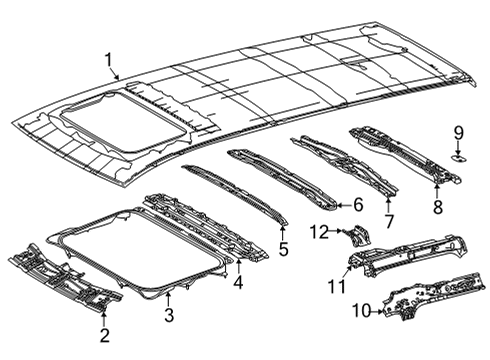 Roof & Components Opening Frame Diagram for 6314208020