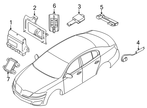 2010 Lincoln MKS Keyless Entry Components Antenna Diagram for DL3Z15603C