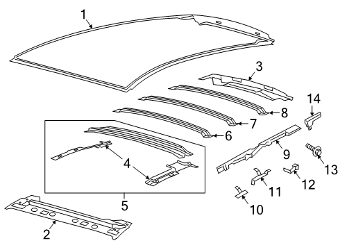 Roof & Components REINFORCEMENT - ROOF RAIL Diagram for LJ6Z78513A06A