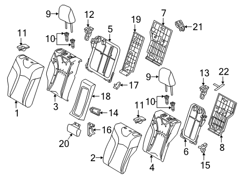 2018 Toyota Prius Prime Rear Seat Components Seat Back Frame Diagram for 7101847140