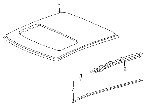 1997 Honda Civic Roof & Components, Exterior Trim Rail, L. Roof Side Diagram for 64611S03300ZZ