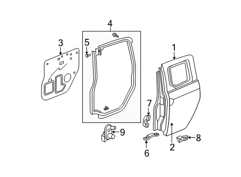 2006 Honda Element Rear Door Catcher, RR. Panel Diagram for 72636SCVA00
