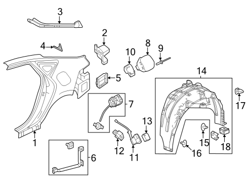 Quarter Panel & Components ACTUATOR, FUEL LID Diagram for 747003S5A01