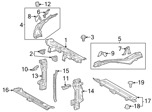 Radiator Support Upper Tie Bar Bracket Diagram for 5322347020
