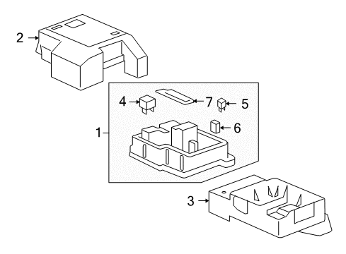 2013 GMC Sierra 1500 Fuse & Relay Block Asm-Accessory Wiring Junction Diagram for 25949656