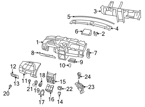 2008 Dodge Grand Caravan Instrument Panel Holder-Instrument Panel Diagram for ZS681DVAA