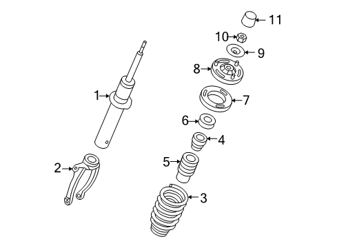 2009 Hyundai Sonata Struts & Components - Front Spring-Front Diagram for 546500A650