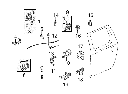2006 Honda Ridgeline Front Door Handle Assembly, Left Rear Door (Outer) (Amazon Green Metallic) Diagram for 72680SJCA01ZC