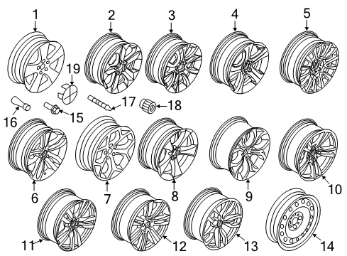 2013 BMW X6 Wheels, Covers & Trim Light Alloy Rim Diagram for 36116772245