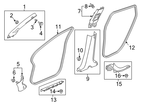 2019 Honda Clarity Interior Trim - Pillars, Rocker & Floor Garn R, FR. *NH882L* Diagram for 84101TRTA01ZA