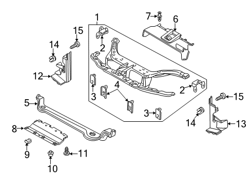 2003 Ford Focus Radiator Support Bracket Diagram for 6S4Z8B455AB